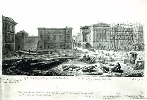 De bouw van de Nieuwe Galerij van het British Museum door George Snr Scharf